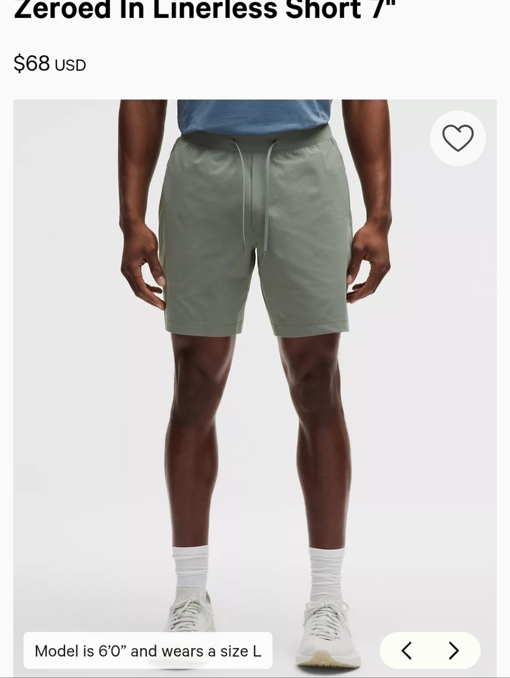 Lululemon Zeroed In Linerless Short 7" Size XXL
